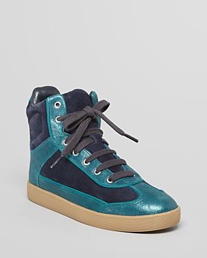Tory Burch Lace Up High Top Sneakers - Evelyn...