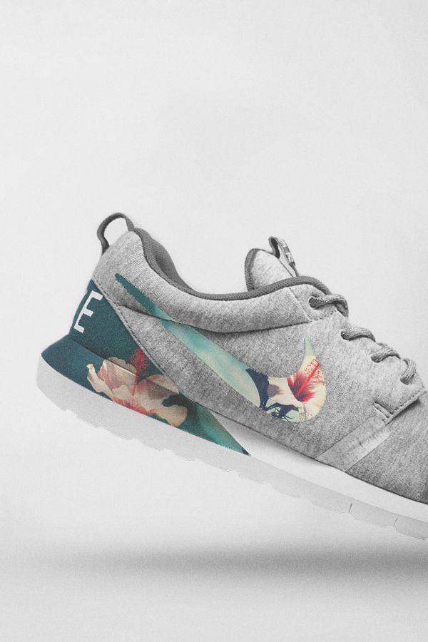 Heathered melange jersey covered shoe with tropical printed swoosh and inlay... ...