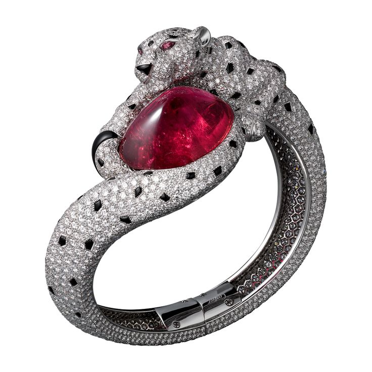 High Jewelry Panthère de Cartier bracelet - Platinum, rubellite, pink sapphires...
