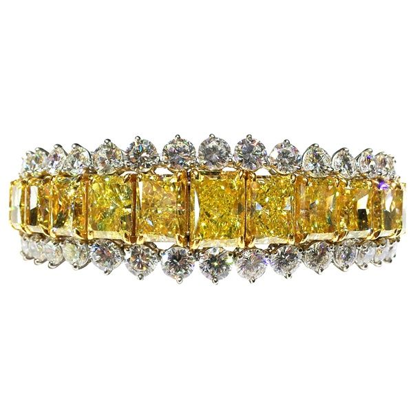 1990 Fancy Yellow Diamond Bracelet reminds me of the Hooker diamonds at the Smit...