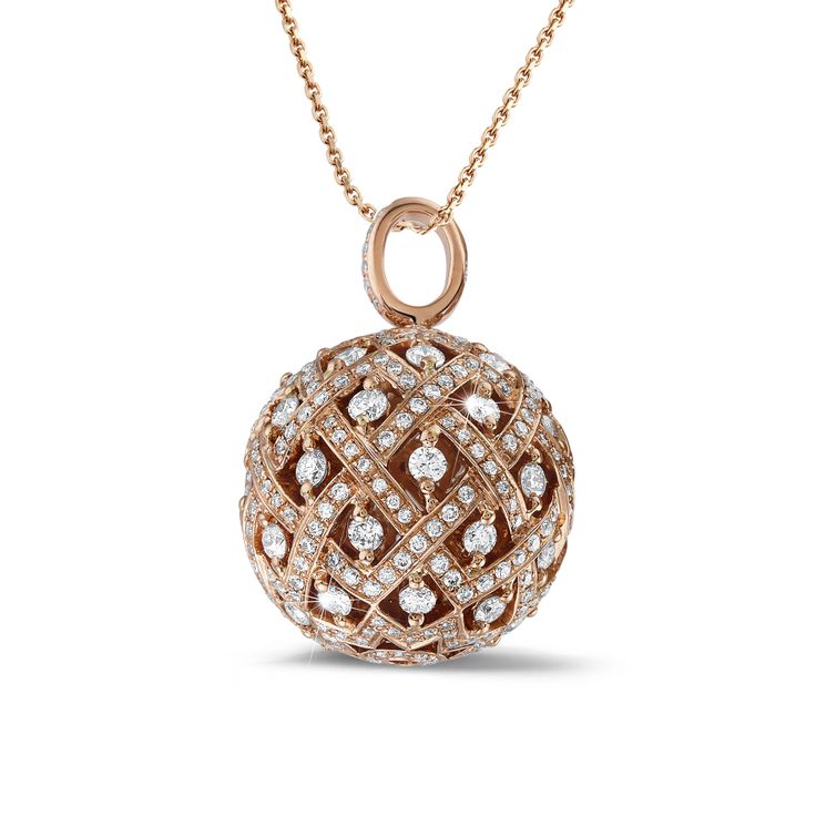 2.00 carat diamond pendant in red gold in 18K | Not the old ball & chain but...