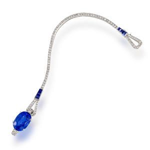An art deco sapphire and diamond bracelet, Cartier, French, Sold for US$ 100,000...