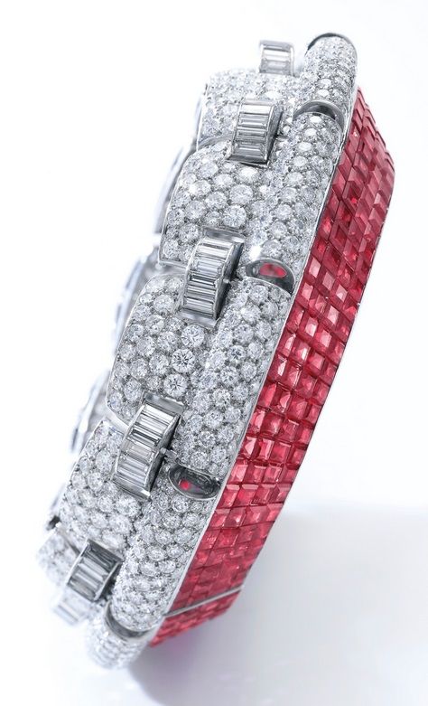 An Important Art Deco Ruby and Diamond Bangle-Bracelet, by Boucheron, circa 1935...