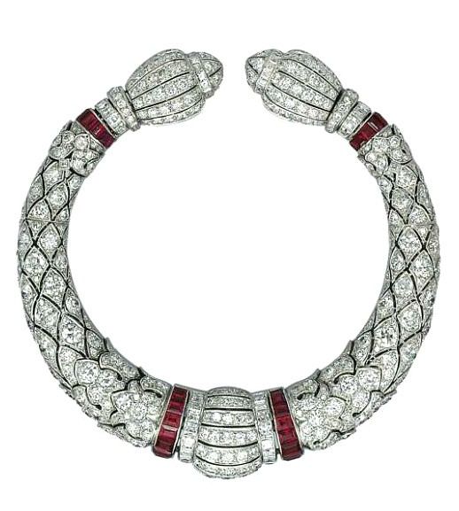 Art Deco diamond and ruby bracelet by Lacloche, circa 1920's. Via Diamonds i...