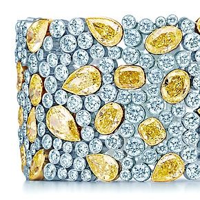 Cobblestone yellow diamond bracelet in platinum and gold with white diamonds...