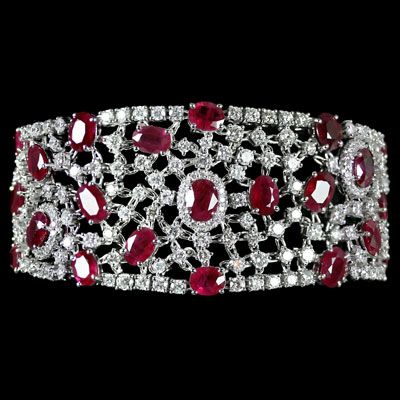 Diamond And Ruby Bracelet Set In 18k White Gold - House Of Kahn Estate Jewelers