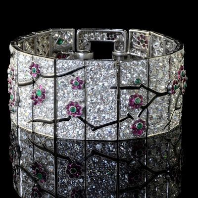 Diamonds in the Library: Art Deco Cartier cherry blossom bracelet....