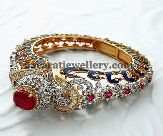 Jewellery Designs: Classic Diamond Kada Cum Bracelet