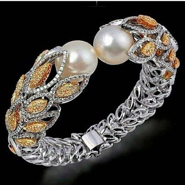 @leyla_ozakbas. Pearls and diamonds cuff....