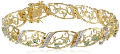 ON SALE AT jewelrydealsnow.com/ - 18k Yellow Gold Plated Sterling Silver Emerald...