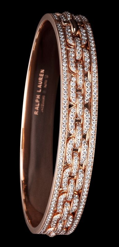 Ralph Lauren 18K rose gold single-chain bangle with diamonds......