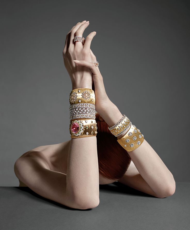 The charm of a pose and the preciousness of Buccellati high-jewelry combined tog...