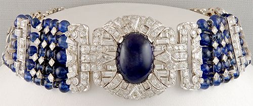 TIFFANY & Co. Diamond & Cabochon Sapphire Bracelet/ Choker - Yafa Jewelr...