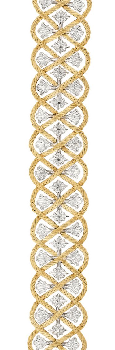 Two-Color Gold Bracelet, Buccellati 18 kt., the openwork bracelet composed of in...