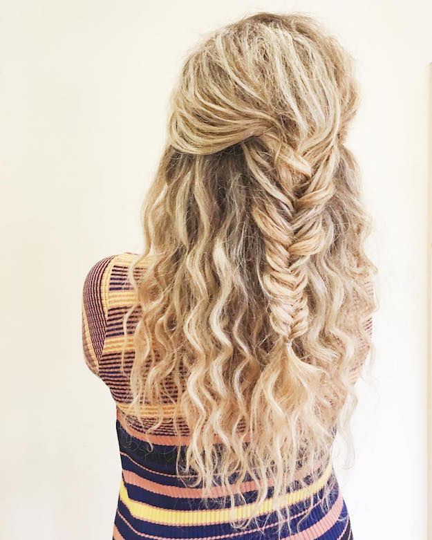Fishtail Half Ponytail | 12 Curly Homecoming Hairstyles You Can Show Off