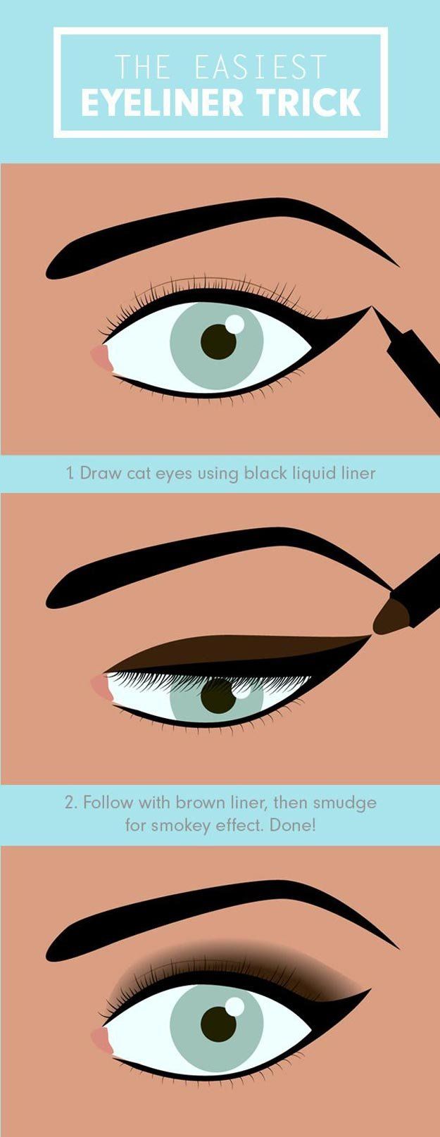 6. Easiest Eyeliner Trick | 17 Great Eyeliner Hack for Makeup Junkies | Makeup T...