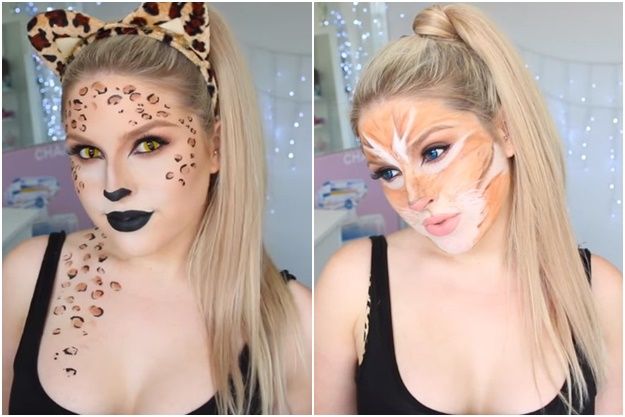 Hot Leopard and Tabby Cat | 5 Easy Cat Makeup Ideas For Halloween Lazy Girls Can...