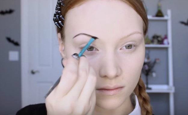 Step 2: Fill In Your Brows With A Black Liner | Wednesday Addams | Halloween Mak...