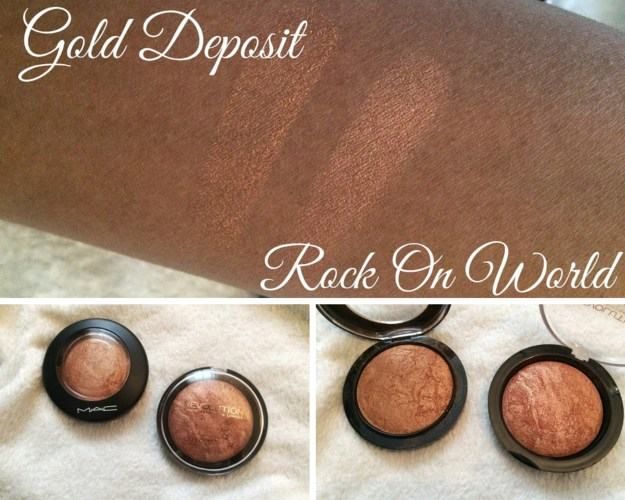 6. MAC Mineralize SkinFinish Gold Deposit VS Makeup Revolution Vivid 'Rock O...