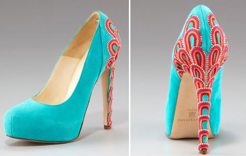 Brian Atwood Embroidered-Heel Pump...