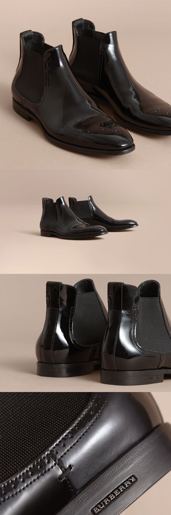 Burberry Polished Leather Chelsea Boots $695 men shoes men boots...