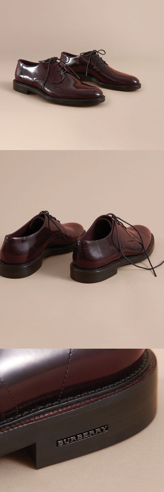 Burberry Polished Leather Derby Shoes $675