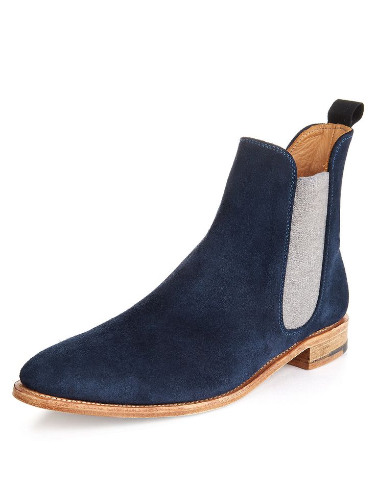 Handmade mens chelsea boots, Men Fashion blue ankle-high suede leather boot, Men...