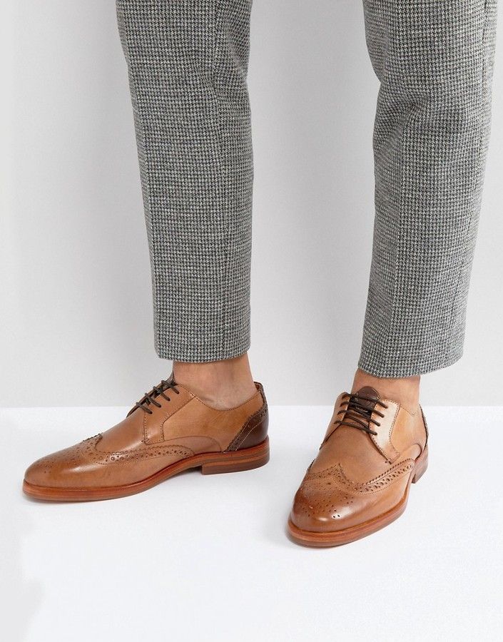 Hudson London Osney Leather Brogue Shoes In Tan...