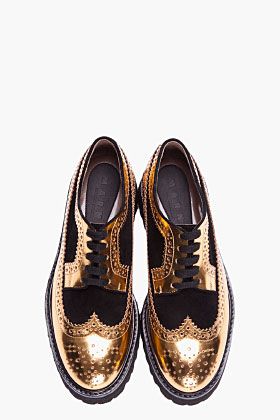 MARNI gold leather and suede platform brogues You can get similar ones on asos...