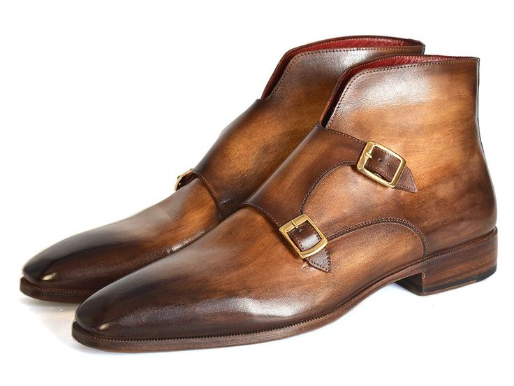 Men's double monkstrap boots brown...