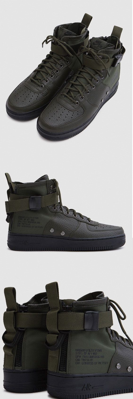 Nike SF Air Force 1 Mid Shoe in Sequoia Black $160