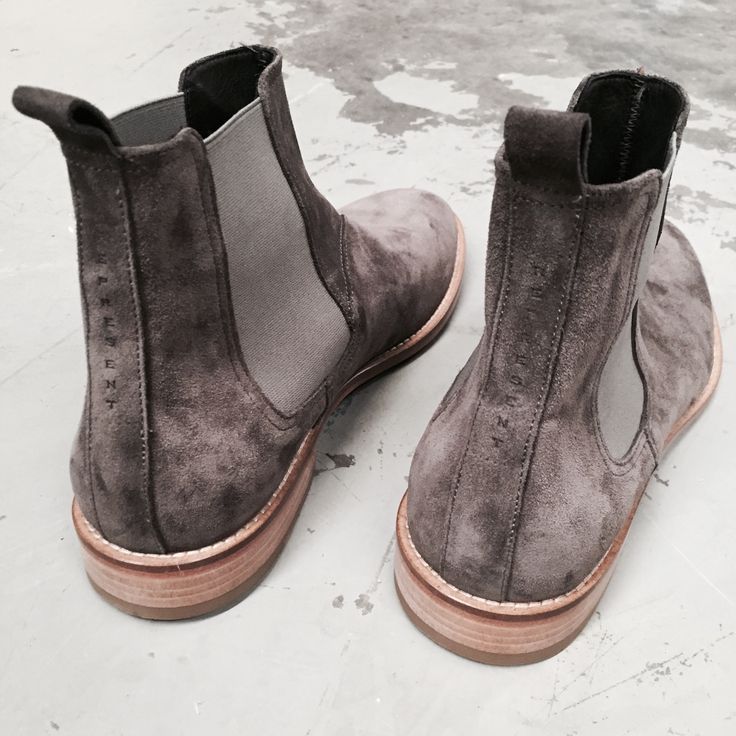 Represent Clo - Wolf Grey Chelsea Boot, Italian calf suede, constructed leather ...