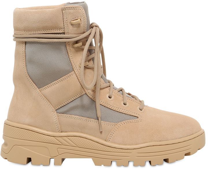 Suede & Techno Canvas Lace- Up Boots $311