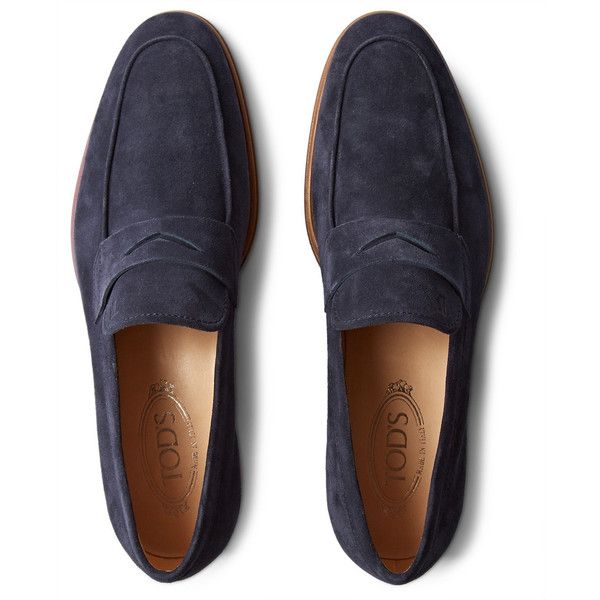 Tod's Suede Penny Loafers ($625) ❤ liked on Polyvore featuring mens, men&#...