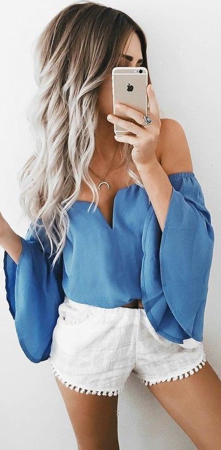 #summer #girly #outfits |  Blue + White...