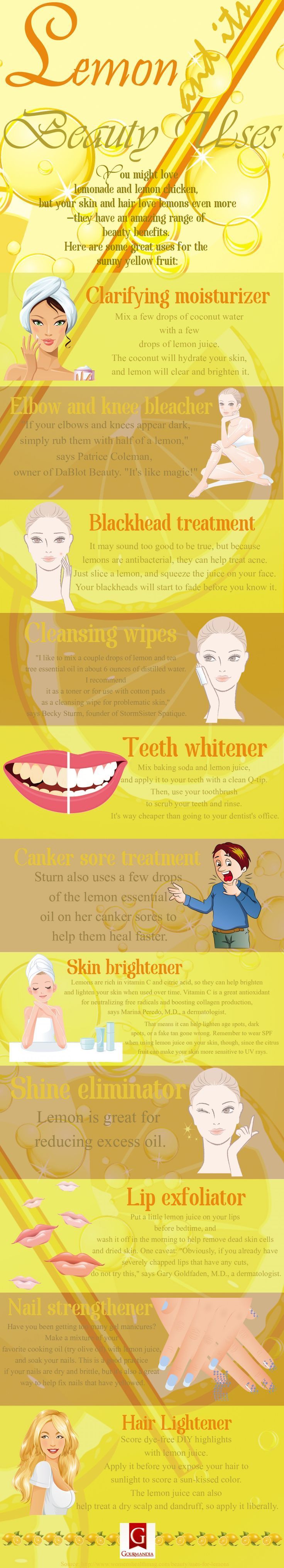 11 Beauty Benefits of Lemons, check it out at makeuptutorials.c... ‎