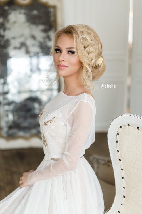 Featured Hairstyle: Elstile;Â www.elstile.ru; Wedding hairstyle idea.