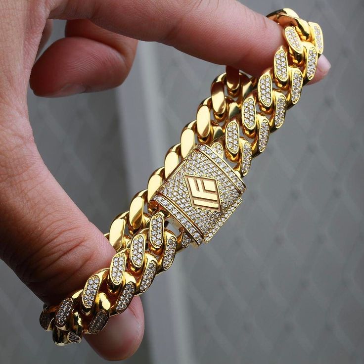 14kt Solid Fully Iced Out Cuban Bracelets available now onwww.IFANDCO.com. #Cuba...