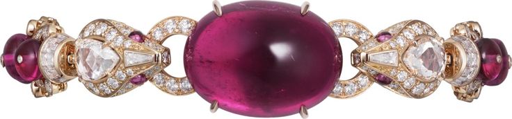 CARTIER. Bracelet - pink gold, one cabochon-cut rubellite of 24.33 carats, rubel...