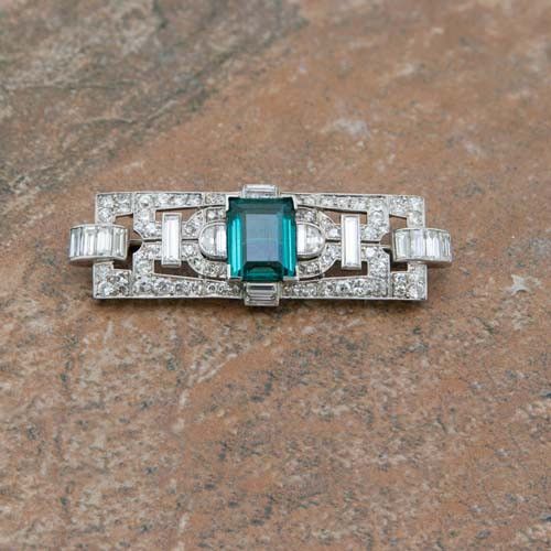 Emerald & Diamond Estate Pin