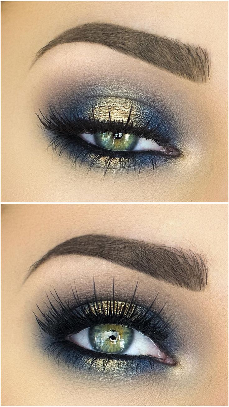 Makeup Ideas: spotlight / halo smokey eye in navy blue gold | makeup Makenzie Wi...