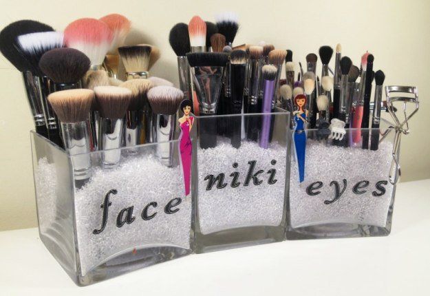 Clear Makeup Brush Storage | Makeup Storage | DIY Makeup Organizer...