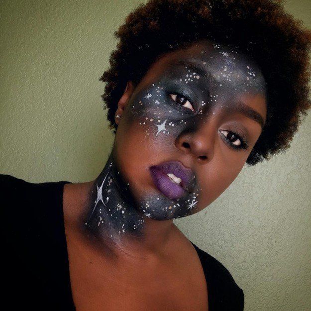 Galaxy Makeup Idea for Women of Color | Creative DIY Makeup Ideas You Can Try fo...