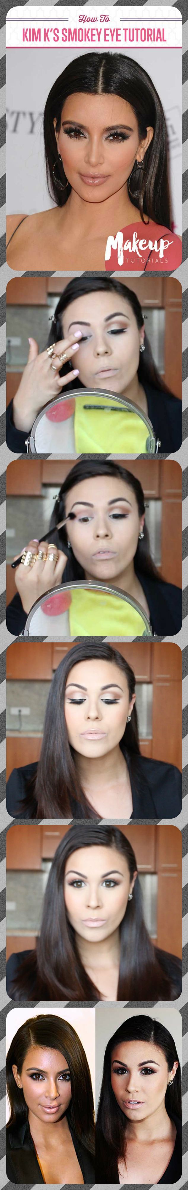 How To Nail Kim Kardashian Makeup | Easy Smokey Eye and Contouring Tutorial For ...