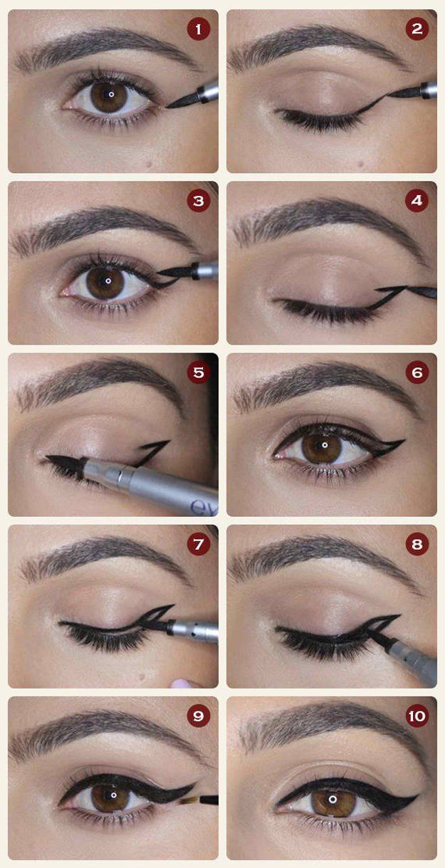 Winged Eyeliner | 12 Different Eyeliner Tutorials For NYE | Easy And Quick Step ...