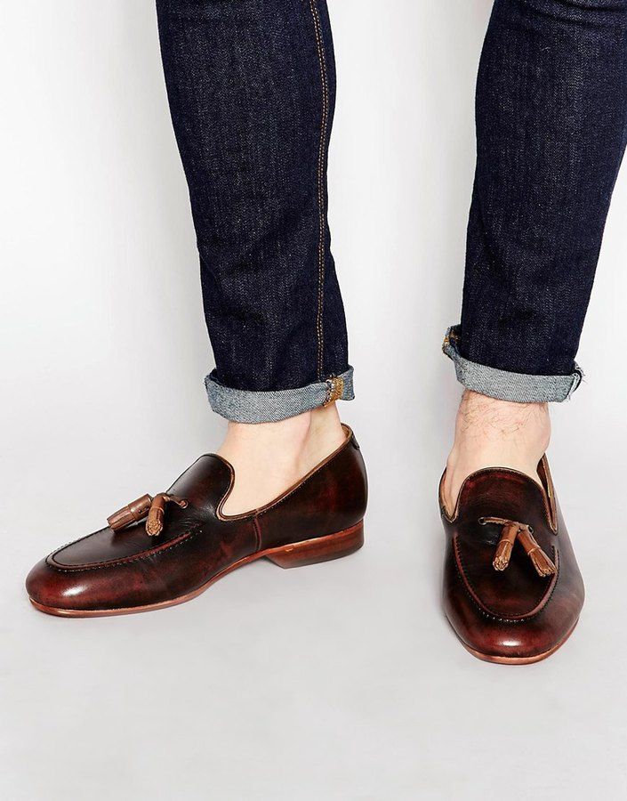 $154, Dark Brown Leather Tassel Loafers: House Of Hounds Leather Tassel Loafer. ...
