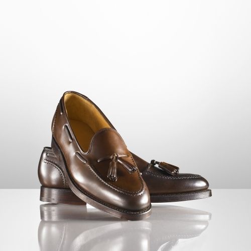 $850, Dark Brown Leather Tassel Loafers: Ralph Lauren Marlow Tassel Loafer. Sold...