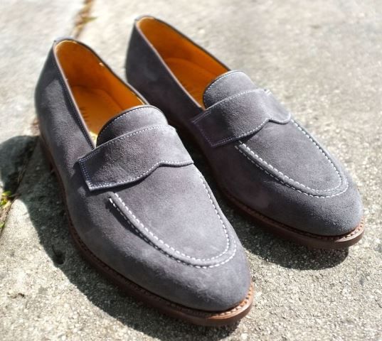 Christian Kimber Blue Suede Loafers