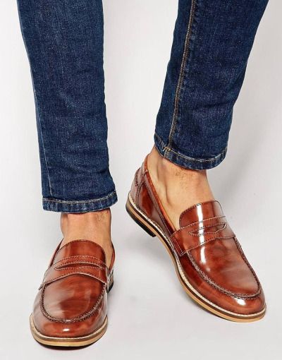 Classic Cognac Patent Leather Penny Loafer, Men's Spring Summer Fashion.