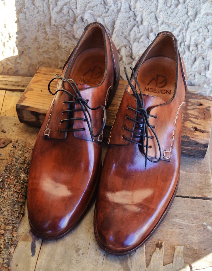 Handmade Curried Leather Men Derby Shoes